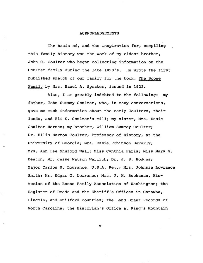 The Coulter Family of Catawba County, North Carolina, by Victor A. Coulter: Page 5