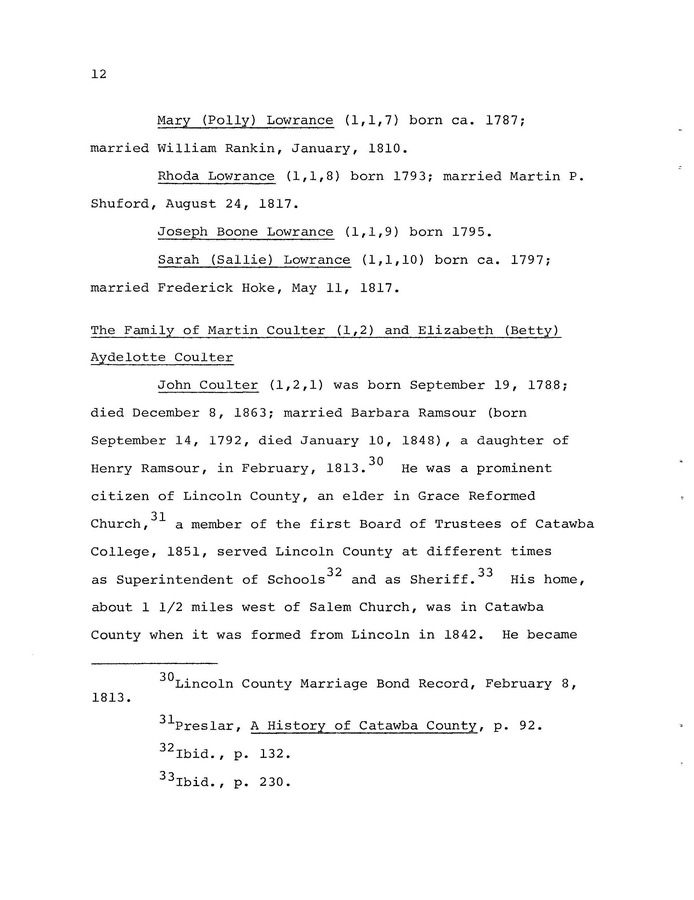 The Coulter Family of Catawba County, North Carolina, by Victor A. Coulter: Page 20