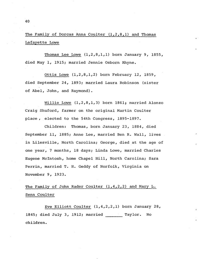 The Coulter Family of Catawba County, North Carolina, by Victor A. Coulter: Page 48