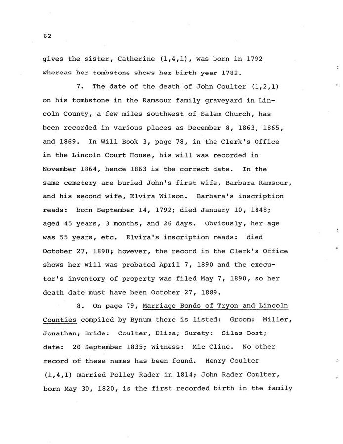 The Coulter Family of Catawba County, North Carolina, by Victor A. Coulter: Page 70