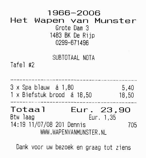 Receipt for Most Expensive Tap Water In The World